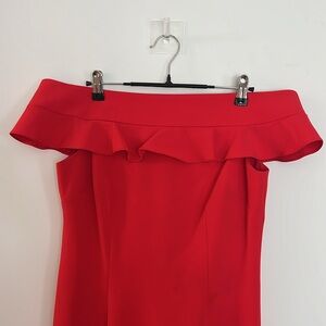 Eliza J off the shoulder ruffle sheath dress, size 8